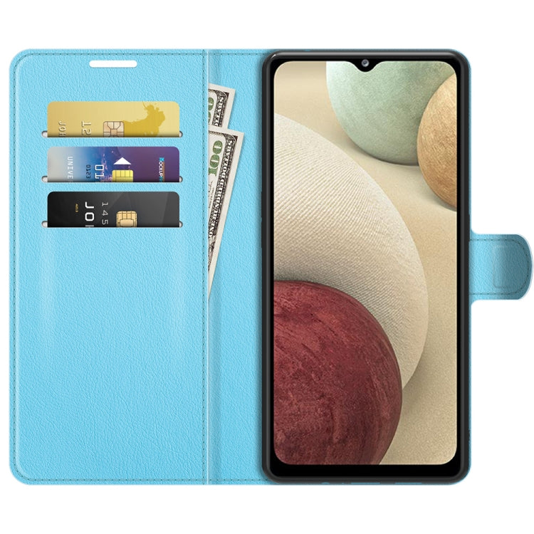 For Samsung Galaxy F12 / M12 Litchi Texture Horizontal Flip Protective Case with Holder & Card Slots & Wallet