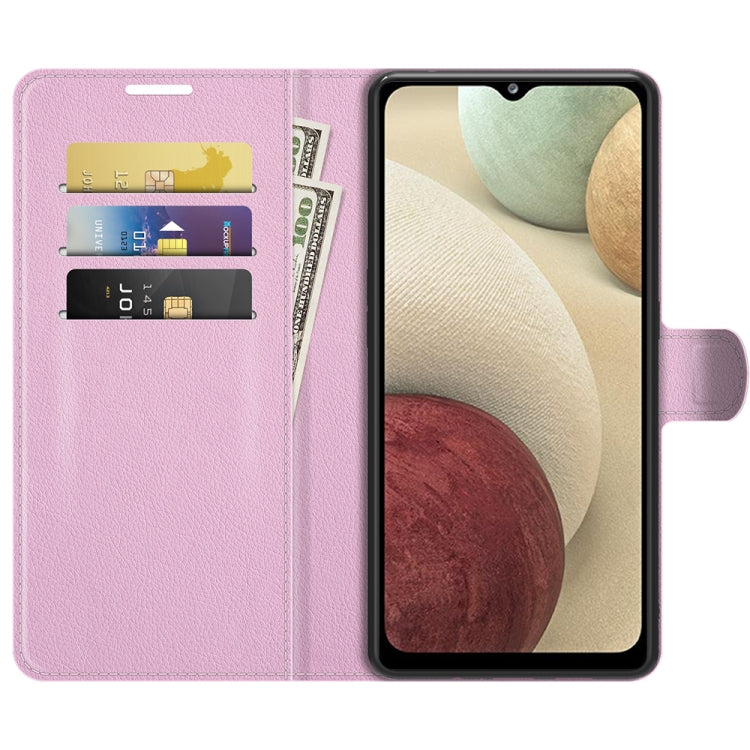 For Samsung Galaxy F12 / M12 Litchi Texture Horizontal Flip Protective Case with Holder & Card Slots & Wallet