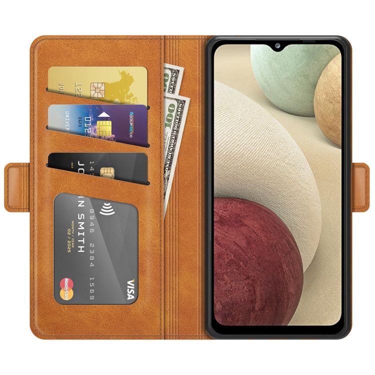 For Samsung Galaxy F12 / M12 Dual-side Magnetic Buckle Horizontal Flip Leather Case with Holder & Card Slots & Wallet