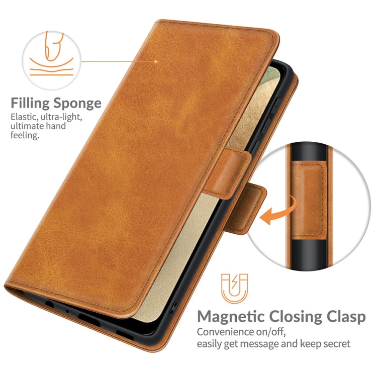 For Samsung Galaxy F12 / M12 Dual-side Magnetic Buckle Horizontal Flip Leather Case with Holder & Card Slots & Wallet