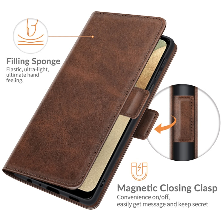 For Samsung Galaxy F12 / M12 Dual-side Magnetic Buckle Horizontal Flip Leather Case with Holder & Card Slots & Wallet
