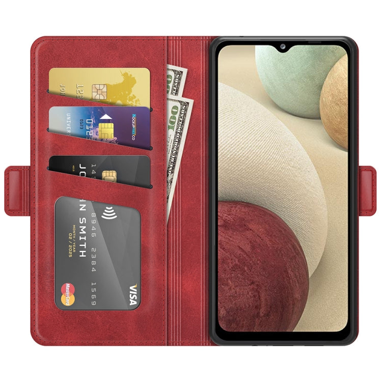 For Samsung Galaxy F12 / M12 Dual-side Magnetic Buckle Horizontal Flip Leather Case with Holder & Card Slots & Wallet