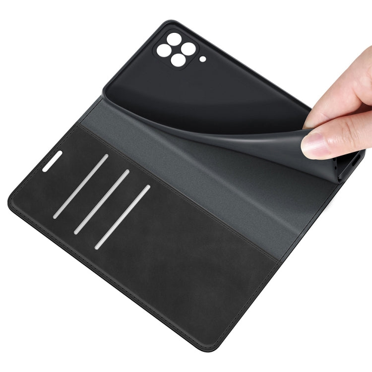For Samsung Galaxy F12 / M12 Retro-skin Business Magnetic Suction Leather Case with Holder & Card Slots & Wallet