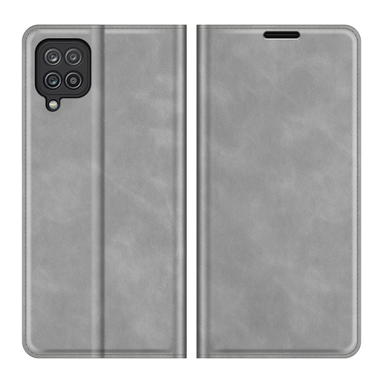 For Samsung Galaxy F12 / M12 Retro-skin Business Magnetic Suction Leather Case with Holder & Card Slots & Wallet