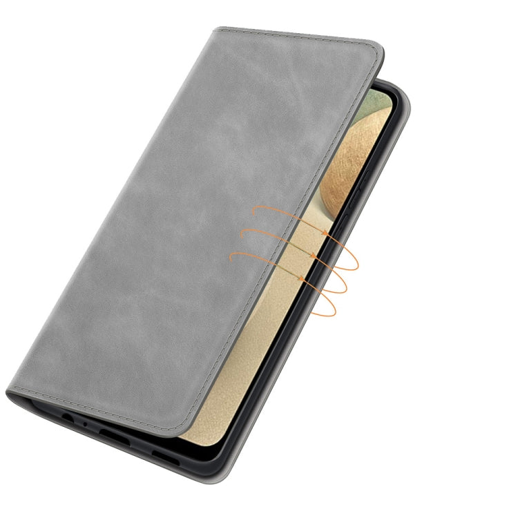 For Samsung Galaxy F12 / M12 Retro-skin Business Magnetic Suction Leather Case with Holder & Card Slots & Wallet