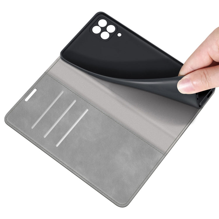 For Samsung Galaxy F12 / M12 Retro-skin Business Magnetic Suction Leather Case with Holder & Card Slots & Wallet