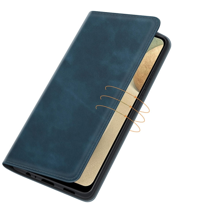 For Samsung Galaxy F12 / M12 Retro-skin Business Magnetic Suction Leather Case with Holder & Card Slots & Wallet