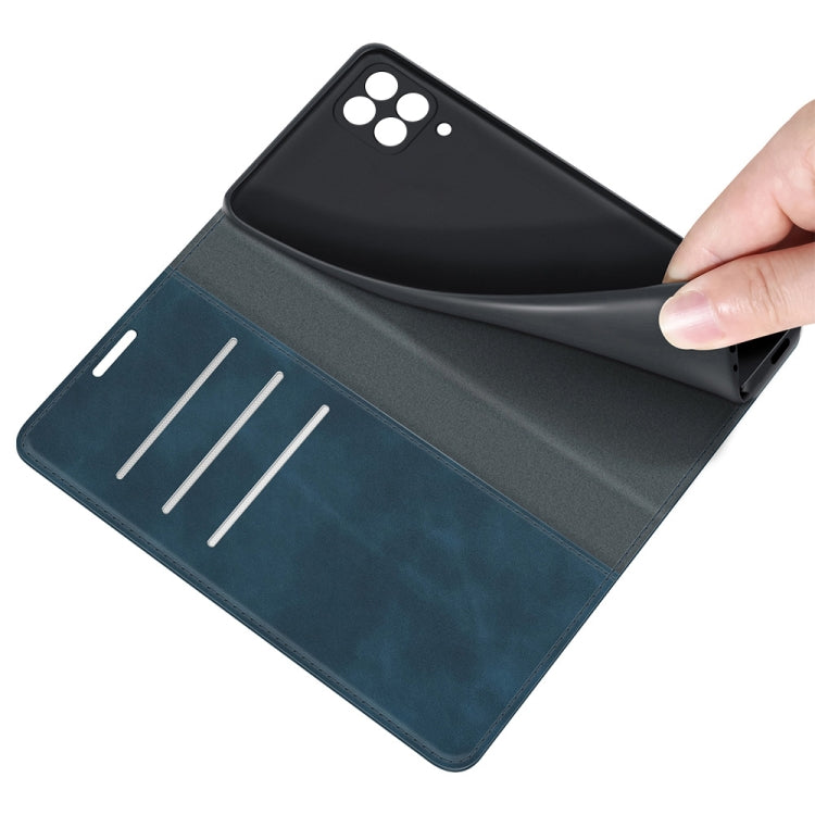 For Samsung Galaxy F12 / M12 Retro-skin Business Magnetic Suction Leather Case with Holder & Card Slots & Wallet
