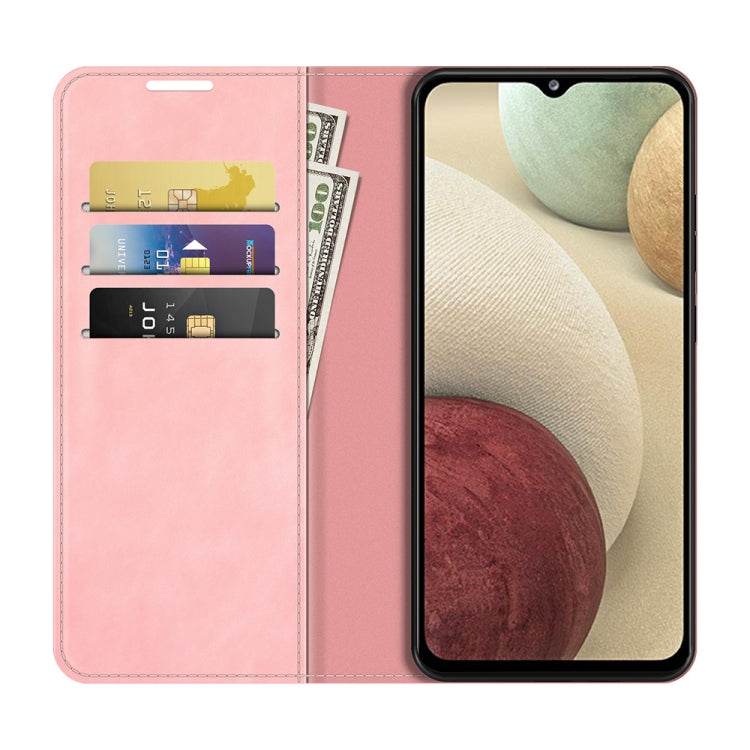 For Samsung Galaxy F12 / M12 Retro-skin Business Magnetic Suction Leather Case with Holder & Card Slots & Wallet