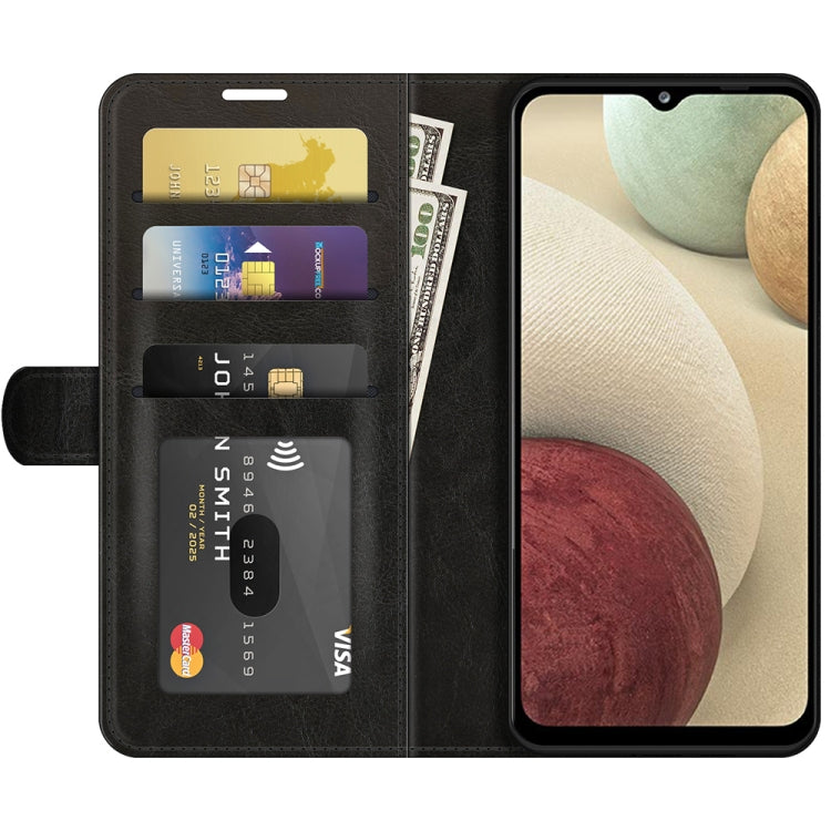 For Samsung Galaxy F12 / M12 R64 Texture Single Horizontal Flip Protective Case with Holder & Card Slots & Wallet& Photo Frame