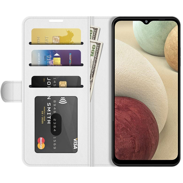 For Samsung Galaxy F12 / M12 R64 Texture Single Horizontal Flip Protective Case with Holder & Card Slots & Wallet& Photo Frame