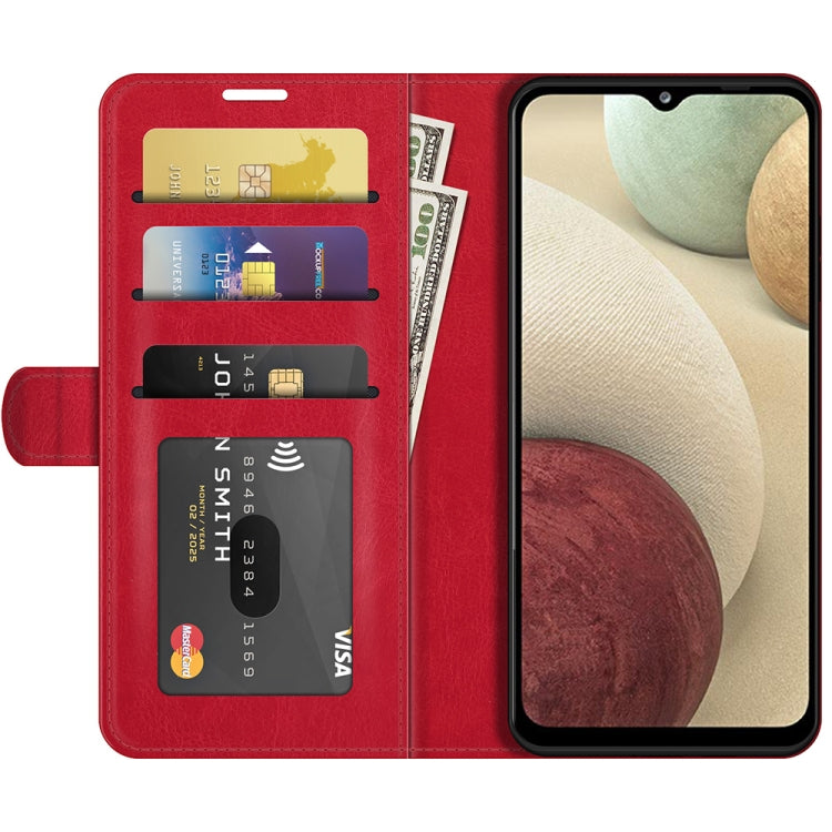 For Samsung Galaxy F12 / M12 R64 Texture Single Horizontal Flip Protective Case with Holder & Card Slots & Wallet& Photo Frame