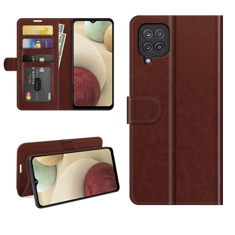 For Samsung Galaxy F12 / M12 R64 Texture Single Horizontal Flip Protective Case with Holder & Card Slots & Wallet& Photo Frame