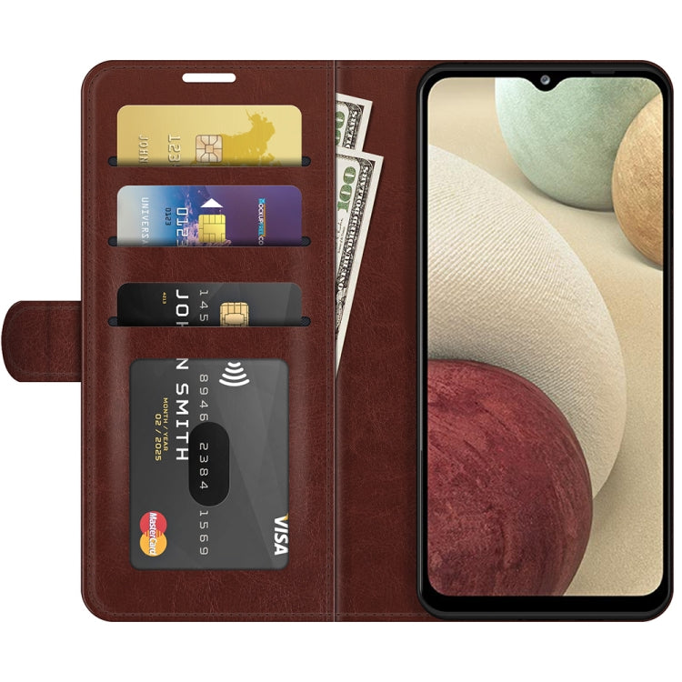 For Samsung Galaxy F12 / M12 R64 Texture Single Horizontal Flip Protective Case with Holder & Card Slots & Wallet& Photo Frame
