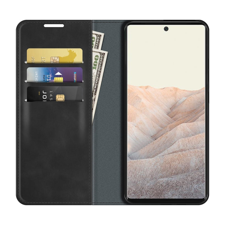 For Google Pixel 6 Pro Retro-skin Business Magnetic Suction Leather Case with Holder & Card Slots & Wallet