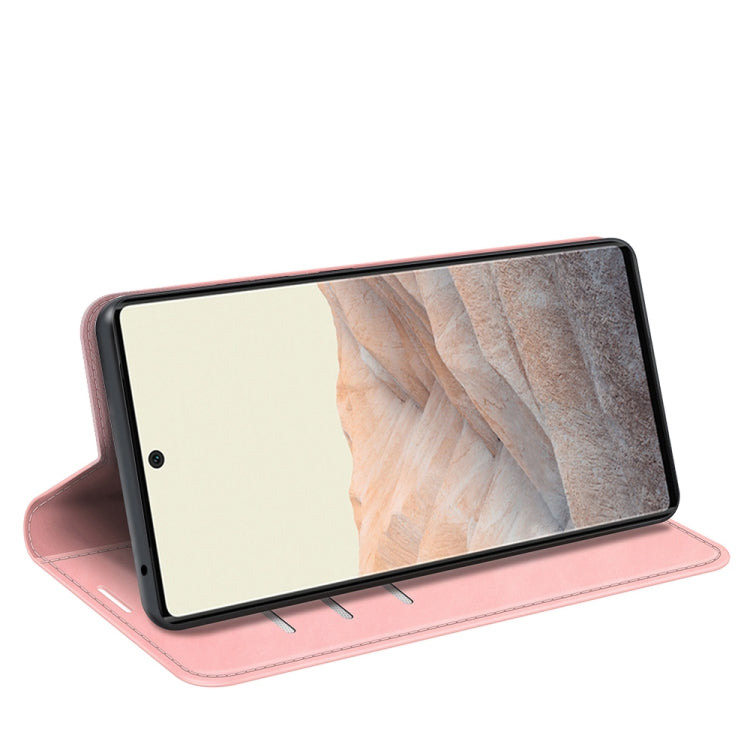 For Google Pixel 6 Retro-skin Business Magnetic Suction Leather Case with Holder & Card Slots & Wallet