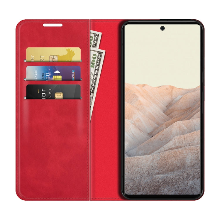 For Google Pixel 6 Retro-skin Business Magnetic Suction Leather Case with Holder & Card Slots & Wallet