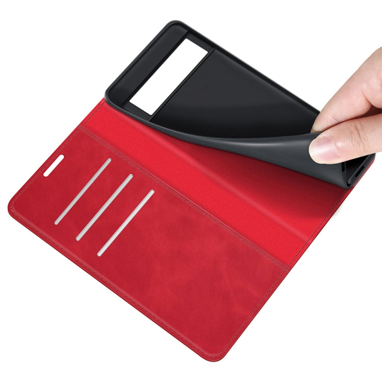 For Google Pixel 6 Retro-skin Business Magnetic Suction Leather Case with Holder & Card Slots & Wallet