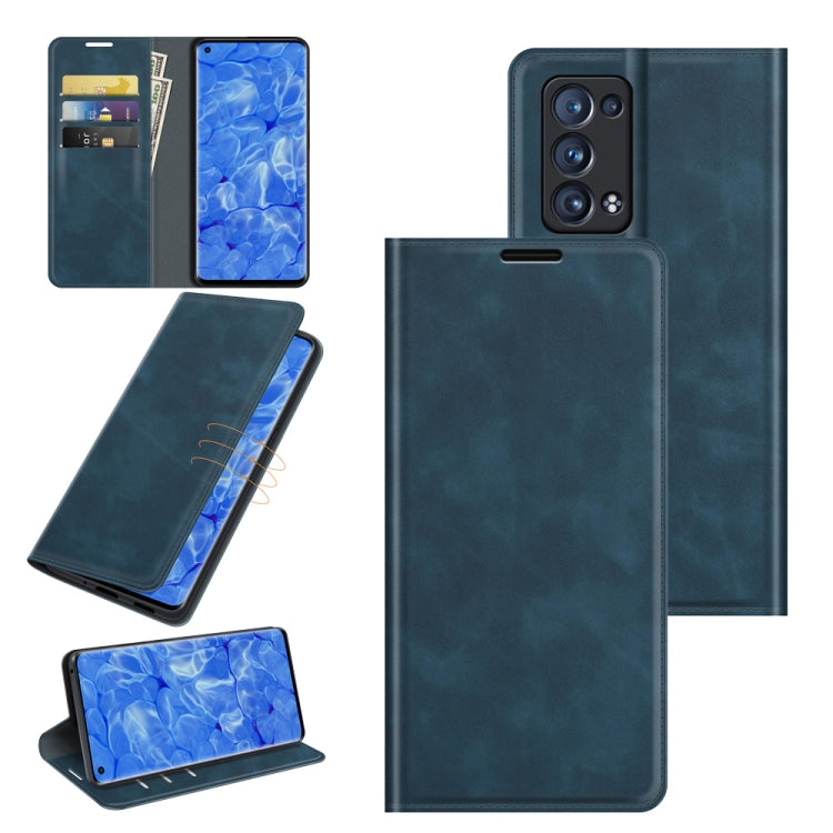 For OPPO Reno6 Pro+ 5G Retro-skin Business Magnetic Suction Leather Case with Holder & Card Slots & Wallet
