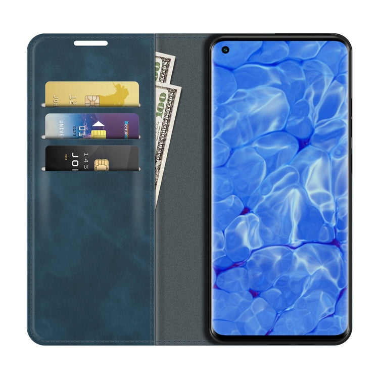 For OPPO Reno6 Pro+ 5G Retro-skin Business Magnetic Suction Leather Case with Holder & Card Slots & Wallet