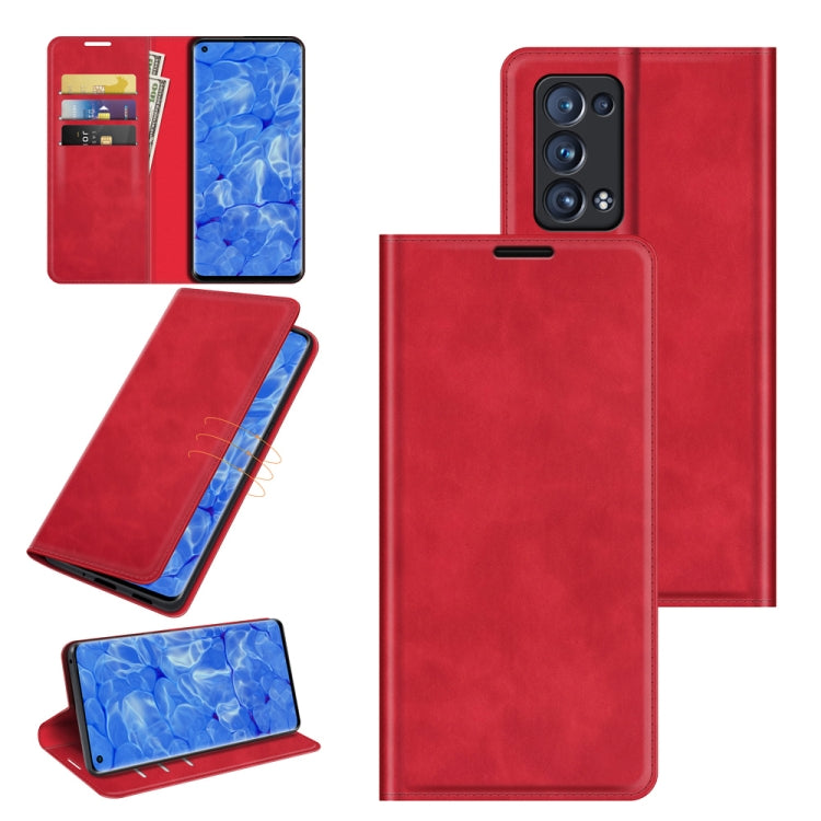 For OPPO Reno6 Pro+ 5G Retro-skin Business Magnetic Suction Leather Case with Holder & Card Slots & Wallet
