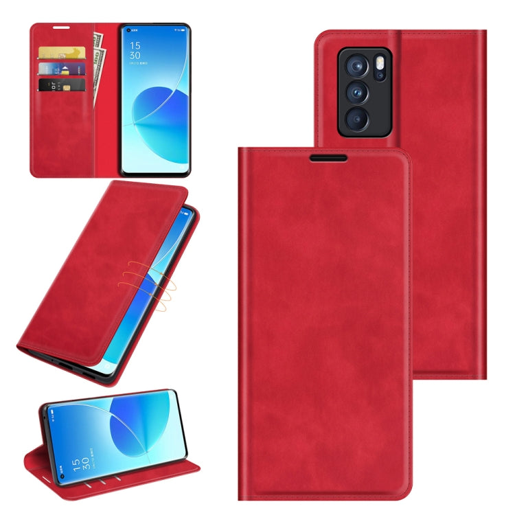 For OPPO Reno6 Pro 5G Retro-skin Business Magnetic Suction Leather Case with Holder & Card Slots & Wallet