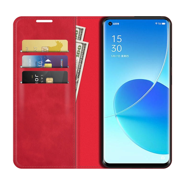 For OPPO Reno6 Pro 5G Retro-skin Business Magnetic Suction Leather Case with Holder & Card Slots & Wallet