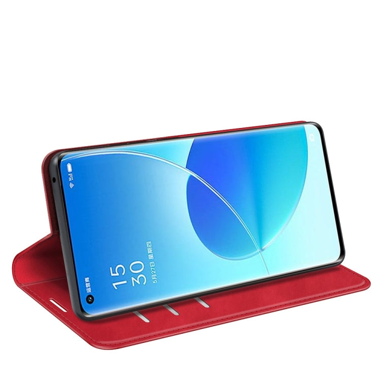 For OPPO Reno6 Pro 5G Retro-skin Business Magnetic Suction Leather Case with Holder & Card Slots & Wallet