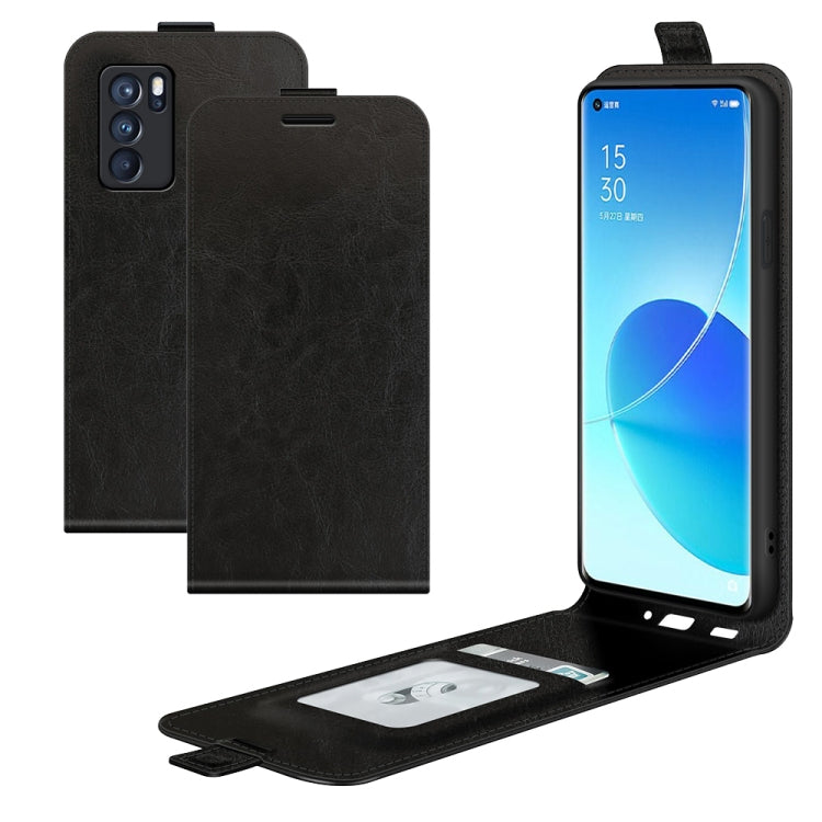 For OPPO Reno6 Pro 5G R64 Texture Single Vertical Flip Leather Protective Case with Card Slots & Photo Frame