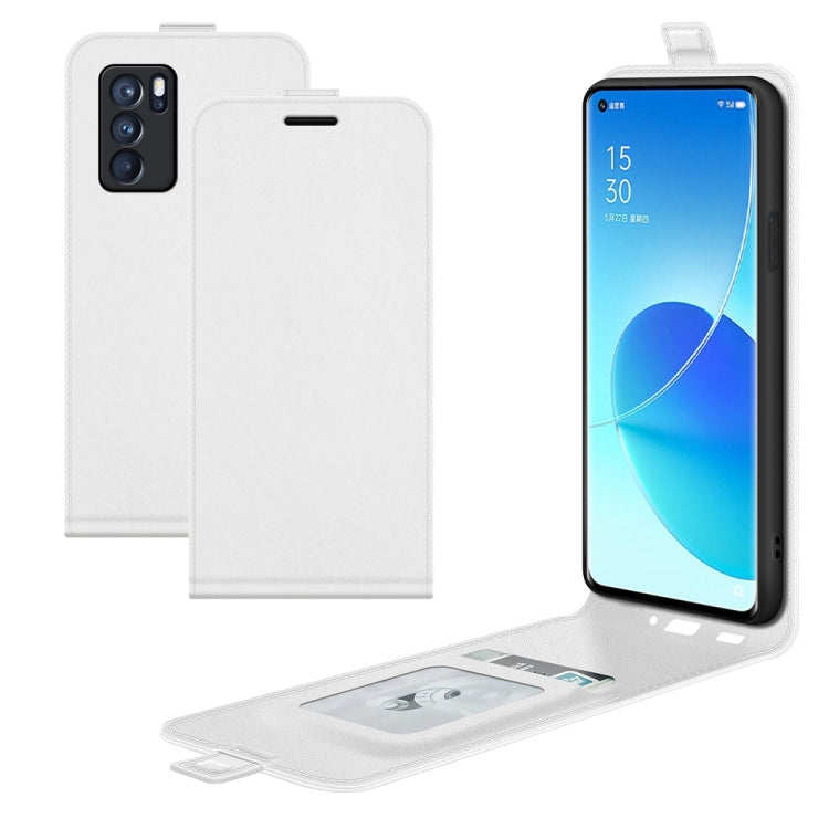 For OPPO Reno6 Pro 5G R64 Texture Single Vertical Flip Leather Protective Case with Card Slots & Photo Frame
