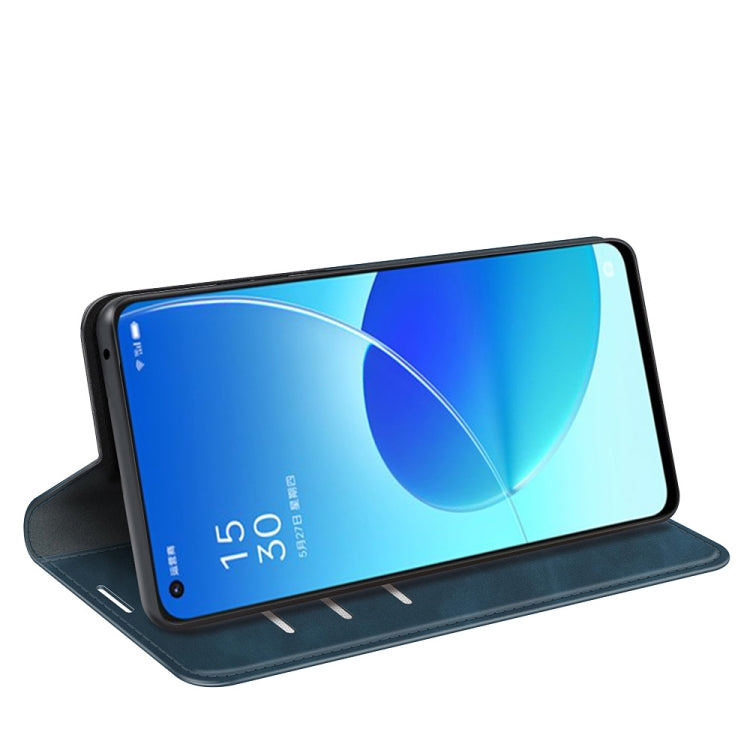 For OPPO Reno6 5G Retro-skin Business Magnetic Suction Leather Case with Holder & Card Slots & Wallet