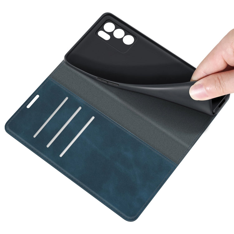 For OPPO Reno6 5G Retro-skin Business Magnetic Suction Leather Case with Holder & Card Slots & Wallet