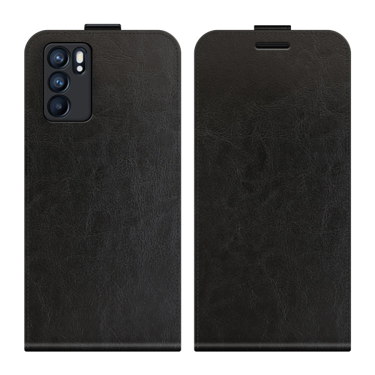 For OPPO Reno6 5G R64 Texture Single Vertical Flip Leather Protective Case with Card Slots & Photo Frame