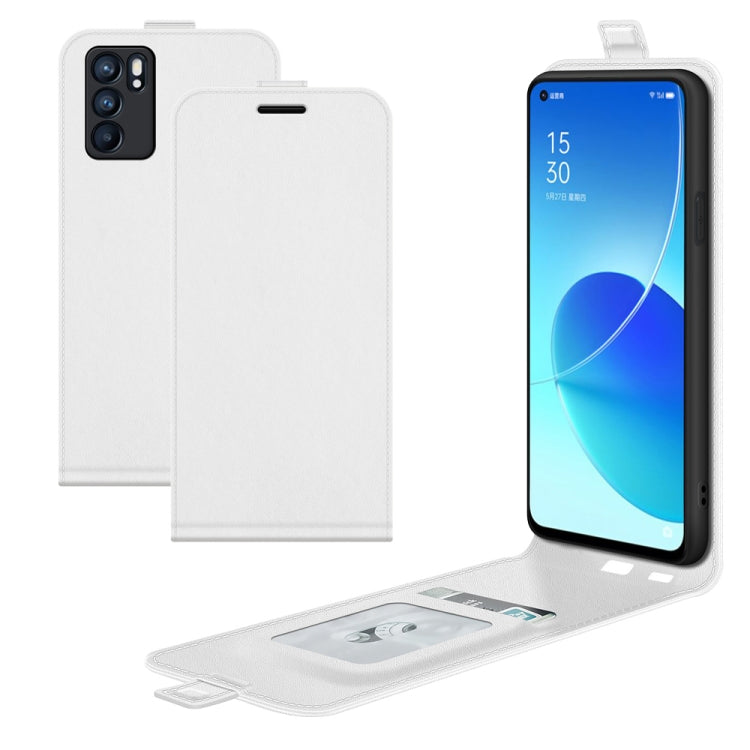 For OPPO Reno6 5G R64 Texture Single Vertical Flip Leather Protective Case with Card Slots & Photo Frame