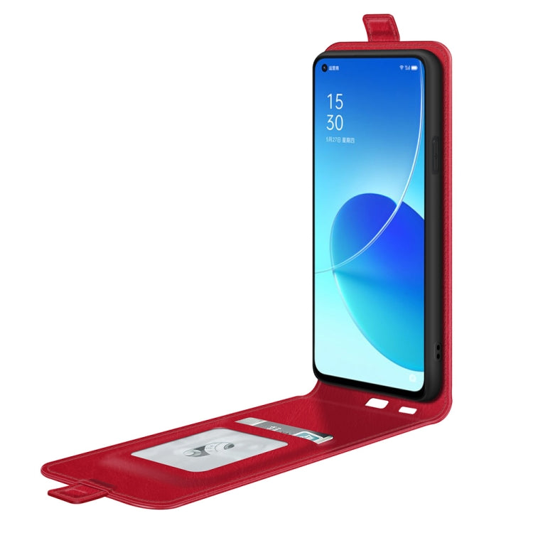 For OPPO Reno6 5G R64 Texture Single Vertical Flip Leather Protective Case with Card Slots & Photo Frame