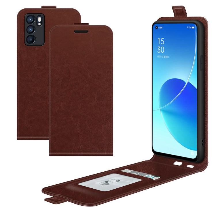 For OPPO Reno6 5G R64 Texture Single Vertical Flip Leather Protective Case with Card Slots & Photo Frame