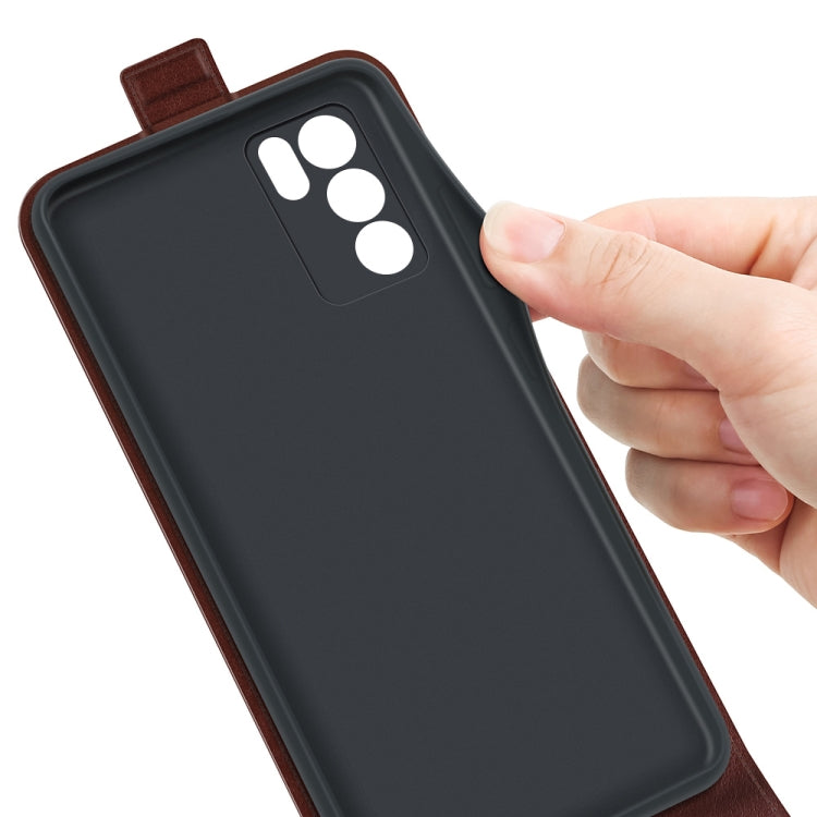 For OPPO Reno6 5G R64 Texture Single Vertical Flip Leather Protective Case with Card Slots & Photo Frame