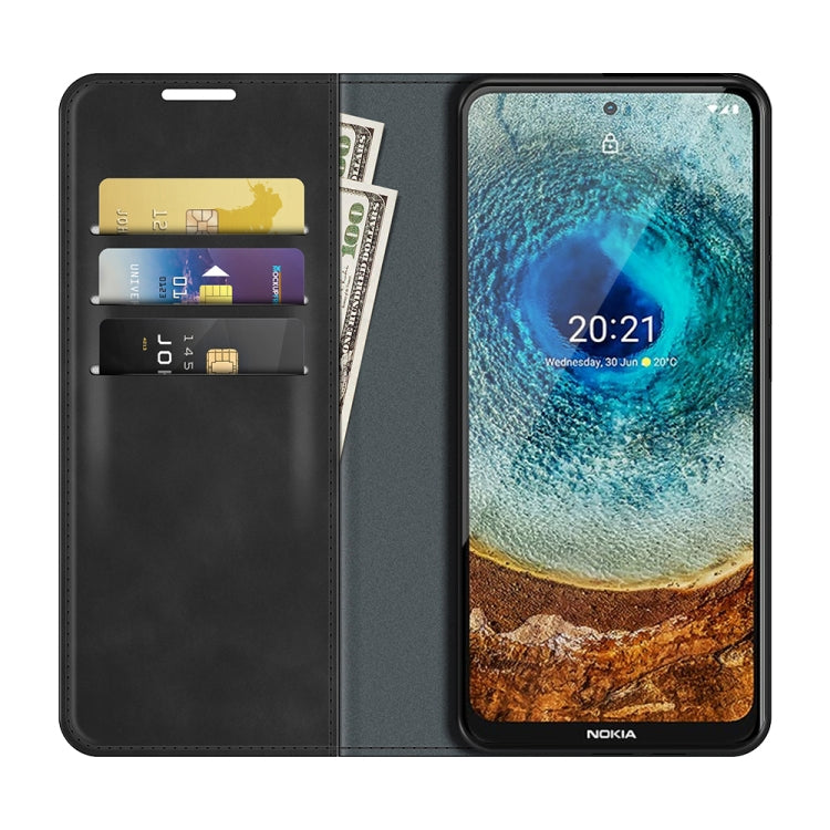 For Nokia X10/X20 Retro-skin Business Magnetic Suction Leather Case with Holder & Card Slots & Wallet