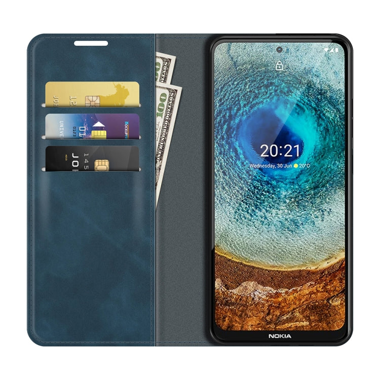 For Nokia X10/X20 Retro-skin Business Magnetic Suction Leather Case with Holder & Card Slots & Wallet