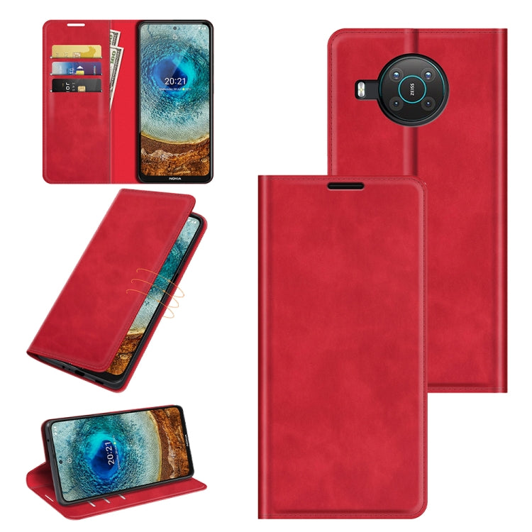 For Nokia X10/X20 Retro-skin Business Magnetic Suction Leather Case with Holder & Card Slots & Wallet