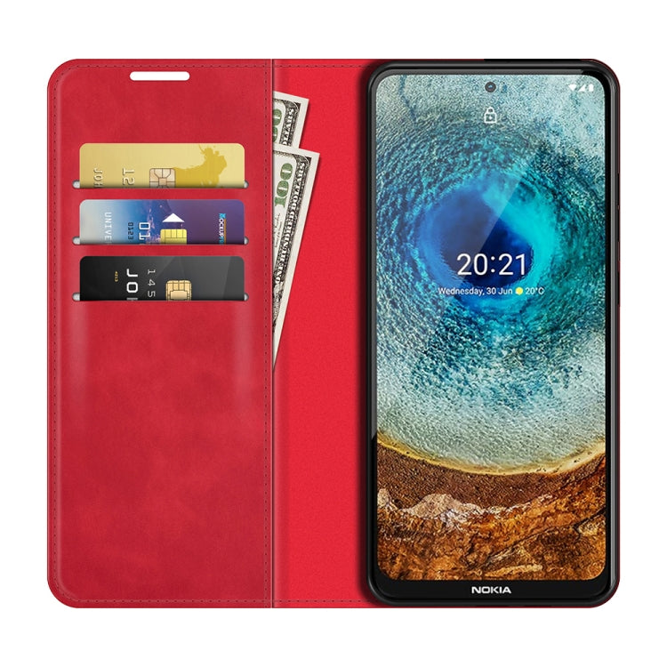 For Nokia X10/X20 Retro-skin Business Magnetic Suction Leather Case with Holder & Card Slots & Wallet