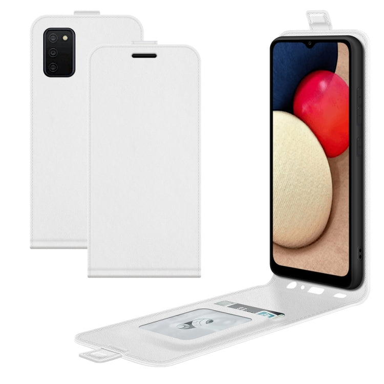 For Samsung Galaxy A03s 166mm R64 Texture Single Vertical Flip Leather Protective Case with Card Slots & Photo Frame