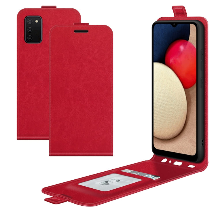 For Samsung Galaxy A03s 166mm R64 Texture Single Vertical Flip Leather Protective Case with Card Slots & Photo Frame