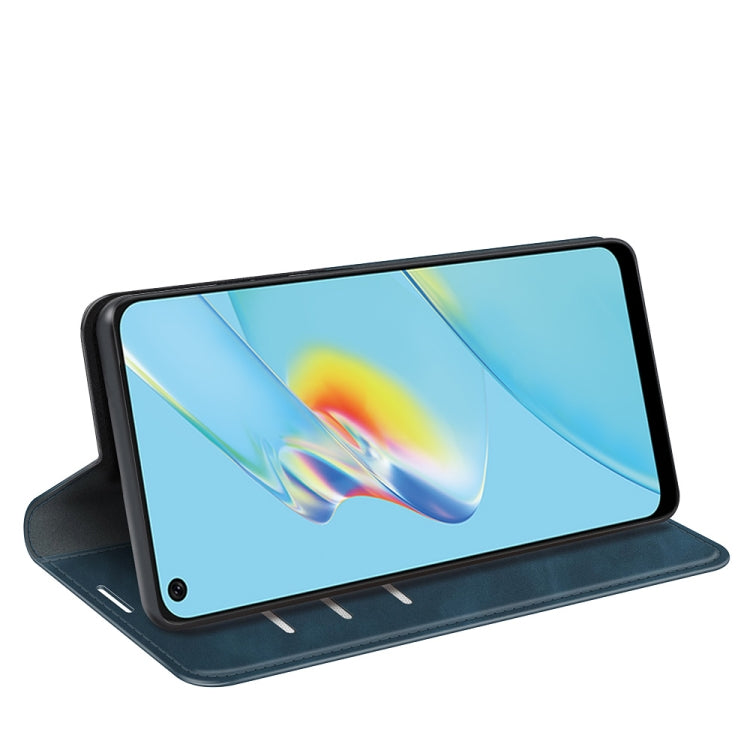 For OPPO A54 4G Retro-skin Business Magnetic Suction Leather Case with Holder & Card Slots & Wallet