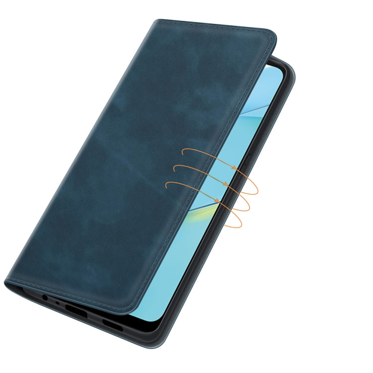 For OPPO A54 4G Retro-skin Business Magnetic Suction Leather Case with Holder & Card Slots & Wallet