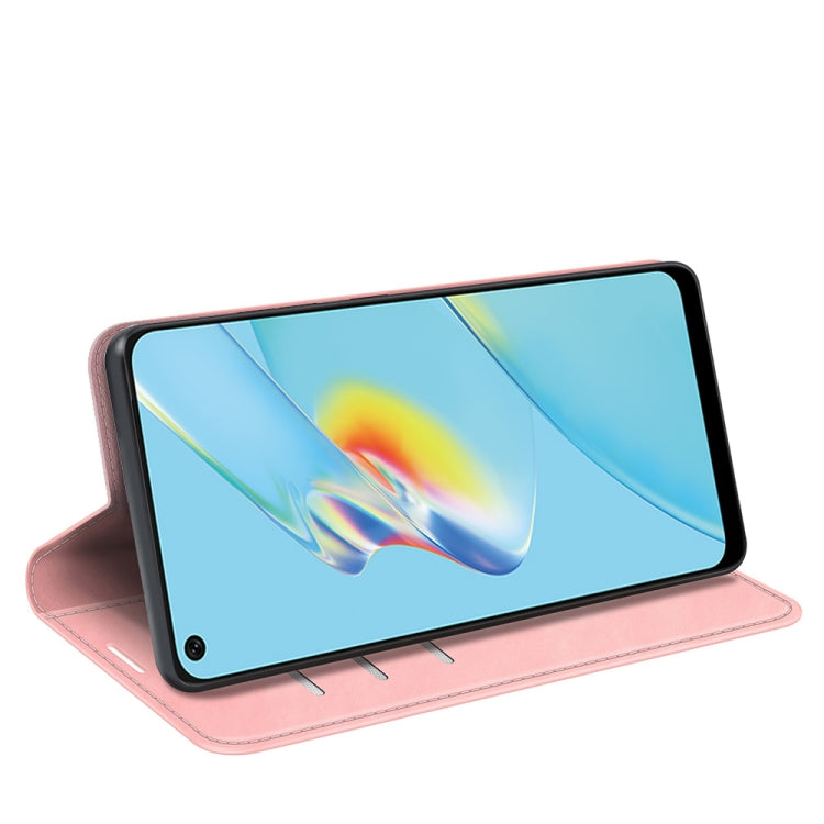 For OPPO A54 4G Retro-skin Business Magnetic Suction Leather Case with Holder & Card Slots & Wallet