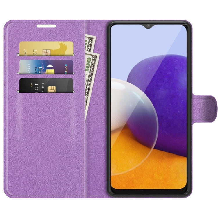 For Samsung Galaxy A22 5G Litchi Texture Horizontal Flip Protective Case with Holder & Card Slots & Wallet
