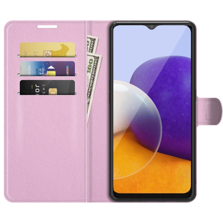 For Samsung Galaxy A22 5G Litchi Texture Horizontal Flip Protective Case with Holder & Card Slots & Wallet