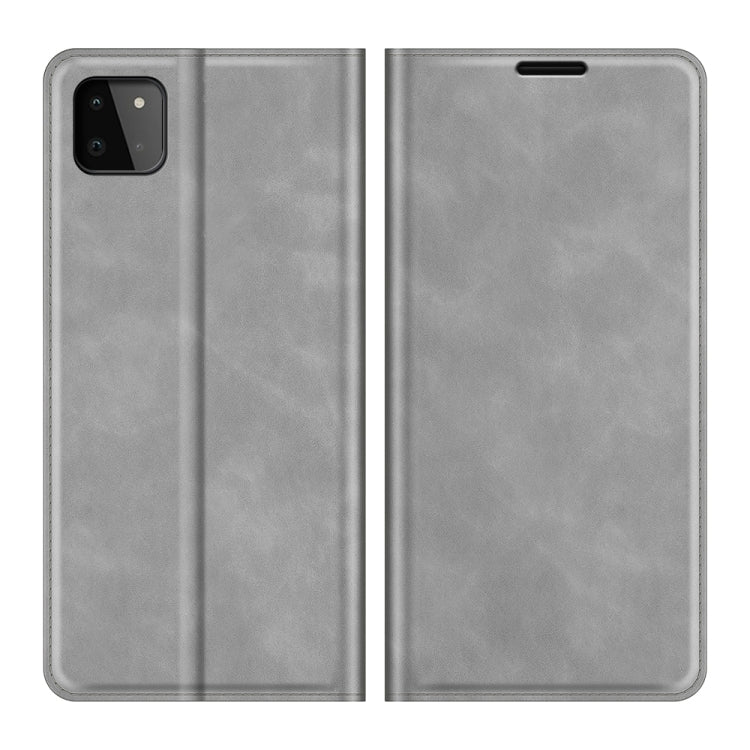 For Samsung Galaxy A22 5G Retro-skin Business Magnetic Suction Leather Case with Holder & Card Slots & Wallet
