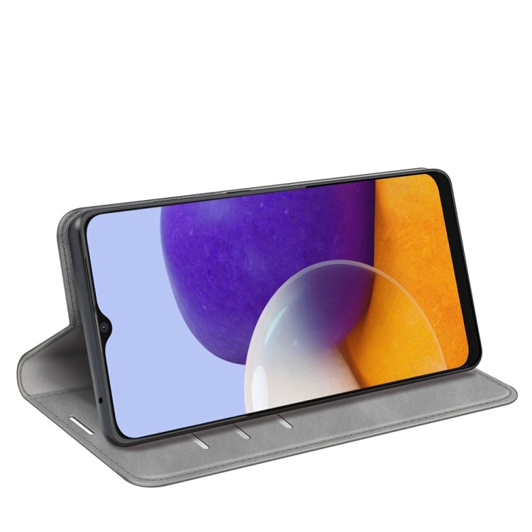 For Samsung Galaxy A22 5G Retro-skin Business Magnetic Suction Leather Case with Holder & Card Slots & Wallet